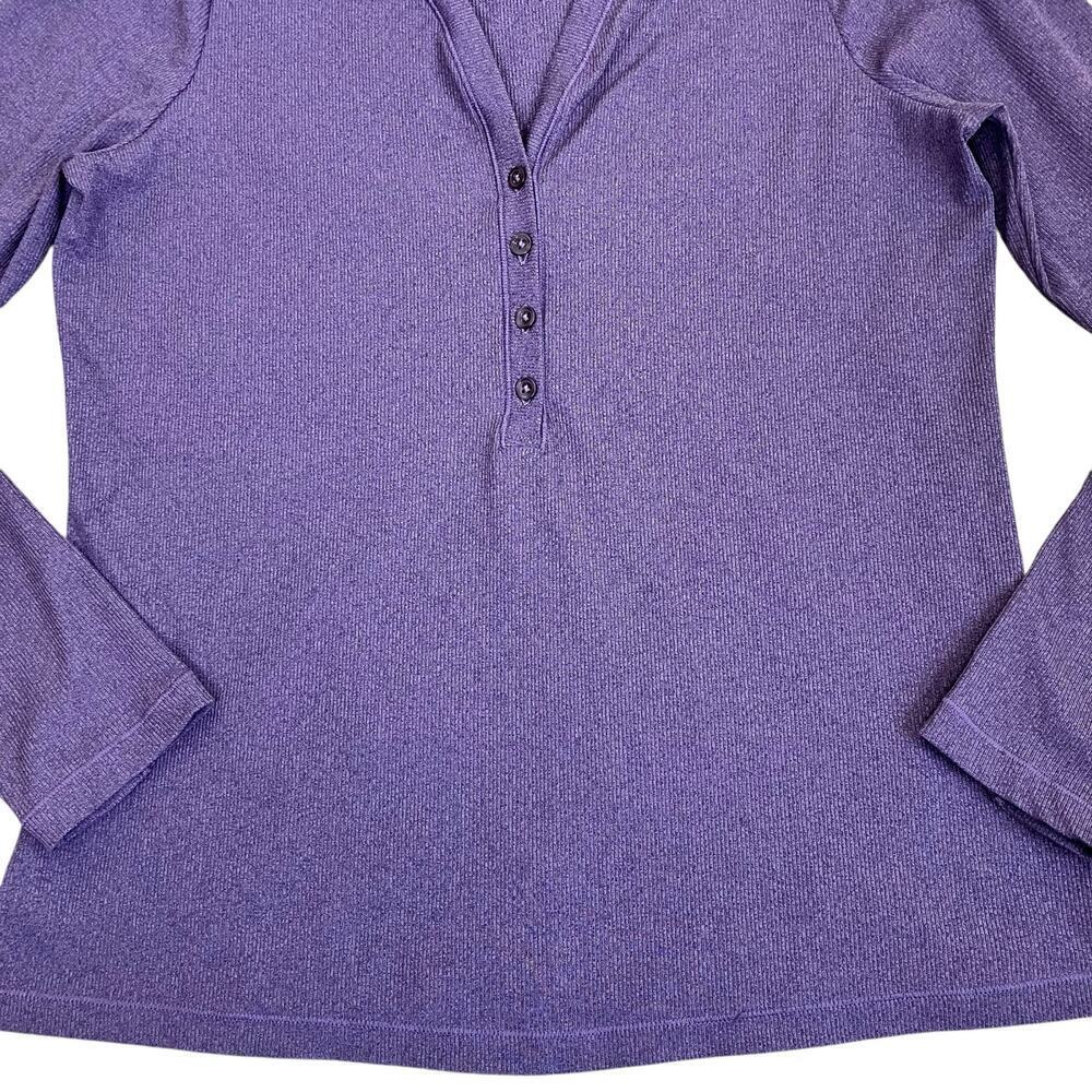 Athleta Sz XL Uptempo Ribbed Henley Top in Regal Plum Purple Stretchy Fitted - Picture 8 of 16